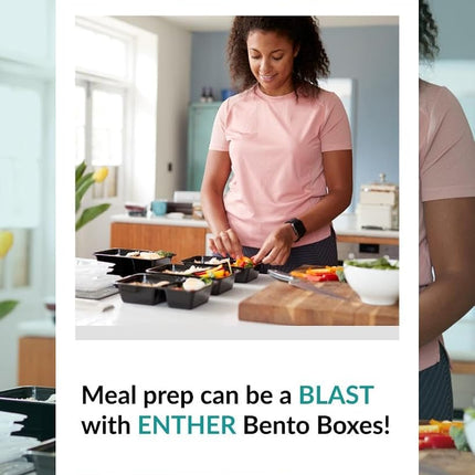 Enther Meal Prep Containers [12 Pack] 3 Compartment with Lids, Food Storage Bento Box | BPA Free | Stackable | Reusable Lunch Boxes, Microwave/Dishwasher/Freezer Safe,Portion Control (36 oz)