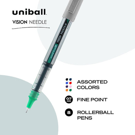 uni-ball Vision Rollerball Pens, Fine Point (0.7mm), Black, 12 Count