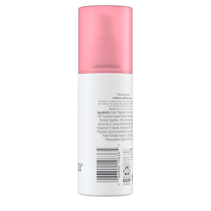 Neutrogena Radiant Makeup Setting Spray, Long-Lasting & Weightless Face Setting Mist for Healthy Looking, Glowing Skin, 3.4 Fl Oz