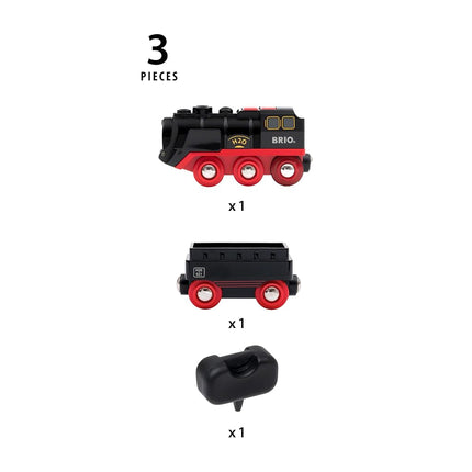 BRIO World 33884 Battery Powered Steam Locomotive Toy Train Engine with Refillable Water Tank, Cool-Touch Realistic Steam & Headlights, Fits BRIO Wooden Railway Track, Ages 3+