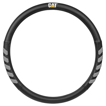 Funda de Volante de Cuero Ultra Sports Grip XL de Caterpillar – Protección Fuerte y Duradera para Camiones Grandes, Casas Rodantes y Semirremolques con Volantes de 17.5-18 Pulgadas de Diámetro, (CASW-7903-GR), Negro/Gris