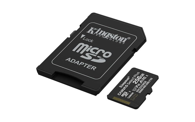 Kingston Canvas Select Plus microSD Memory Card 256GB microSDXC Gen3 150MB/s A1 Card + Adapter - SDCS3/256GB