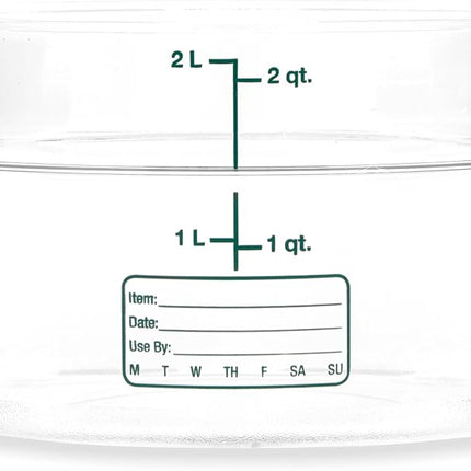 Carlisle FoodService Products Storplus Plastic Round Food Container, Storage Container with Stackable Design for Storage, 2 Quart, Clear