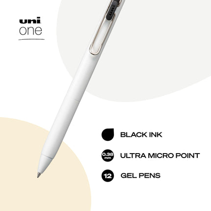 Bolígrafos de gel retráctiles uni-ball one, punta ultramicro (0.38 mm), tinta negra, 12 unidades