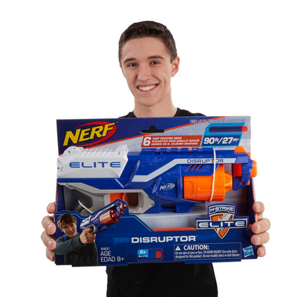 Lanzador NERF Disruptor Elite - Tambor giratorio de 6 dardos, disparo rápido, incluye 6 dardos oficiales Nerf Elite - para niños, adolescentes y adultos