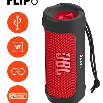 JBL FLIP 6 Waterproof Portable Speaker Bundle with gSport Silicone Sleeve (Red)