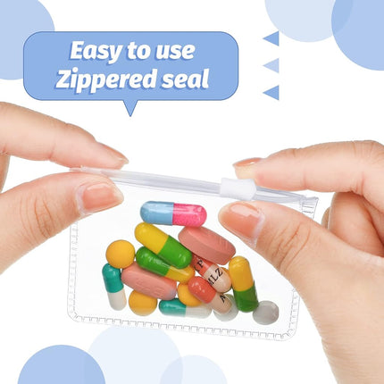 Pill Pouch Bags Zippered Pill Pouch Set Reusable Pill Baggies Clear Plastic Pill Bags Self Sealing Travel Medicine Organizer Storage Pouches with Slide Lock for Pills and Small Items (96)