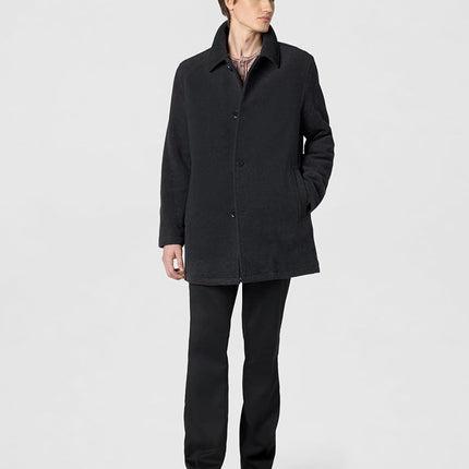 Cole Haan Men's Wool Plush Car Coat, Camel, Large