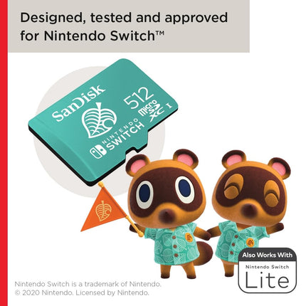 SANDISK microSD Card 512GB, Animal Crossing Leaf Edition