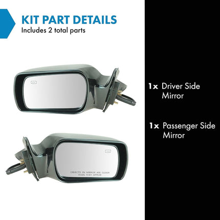 TRQ Driver & Passenger Side Mirror Set with Heat Compatible with 2000-2004 Toyota Avalon TO1320165 TO1321165