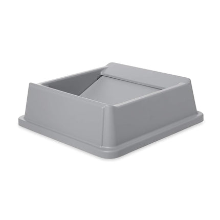 Rubbermaid Commercial Products FG266400GRAY, 20 1/8 inch HIPS Untouchable Square Trash Can Swing Top - Grey