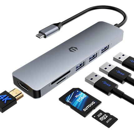 SUTOUG Computer Dock, Estación de Acoplamiento, Hub USB C 6 en 1 con Salida HDMI 4K, Lector de Tarjetas SDTF, USB 3.0 de hasta 5 Gbps, Compatible con Portátiles y Otros Dispositivos Tipo C