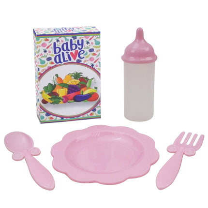 Baby Alive: Set de trona para muñecas - Verde, rosa, corazones - para muñecas de hasta 61 cm, 5 accesorios de alimentación a juego, asiento giratorio, plegable, juguete para niños de 3 años en adelante.