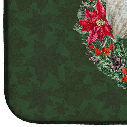 Caroline's Treasures CK1550DDM Sealyham Terrier Poinsetta Wreath Dish Drying Mat, 14 x 21", multicolor