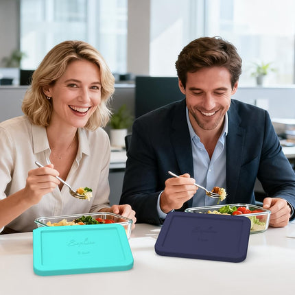 Sophico 6 Cup Rectangle Silicone Storage Cover Lids Replacement for Pyrex 7211-PC Glass Bowls, Container not Included (Navy Blue)
