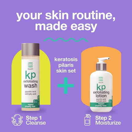 TOUCH Exfoliante Corporal Limpiador para Queratosis Pilaris – Gel de ducha KP con 15% de ácido glicólico, aloe vera y ácido hialurónico – 236 ml