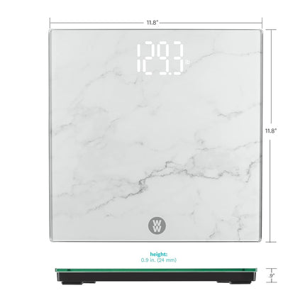 Weight Watchers Scales by Conair Scale for Body Weight, Digital Bathroom Scale in White Marble Finish
