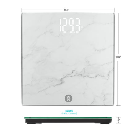 Weight Watchers Scales by Conair Scale for Body Weight, Digital Bathroom Scale in White Marble Finish