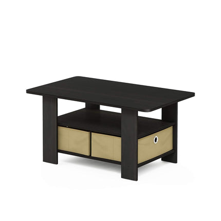 Furinno ANDREY Coffee Table with Storage and Bin Drawer, Espresso