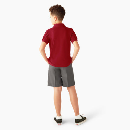 Dickies Boys' Short Sleeve Pique Polo, English Red, X-Small
