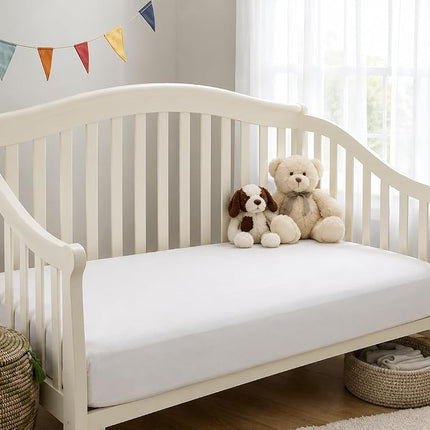 American Baby Company 2 Pack 100% Cotton Value Jersey Knit Fitted Crib Sheet for Standard Crib and Toddler Mattresses, White, for Boys and Girls