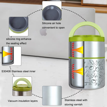 Lille Home Insulated Food Flask, Vacuum Insulated Lunch Box, 950ml