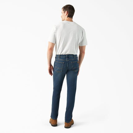 Dickies Pantalón de mezclilla para hombre, corte atlético de 5 bolsillos, lavado medio, 36W x 32L