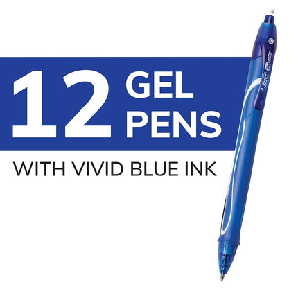 BIC Gel-Ocity Quick Dry Gel Pens, Medium Point Retractable (0.7mm), Blue Ink Gel Pen, 12-Count, Pack of 18
