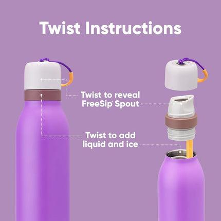 Owala FreeSip Twist Stainless Steel Water Bottle, 710ml, California Grapevine
