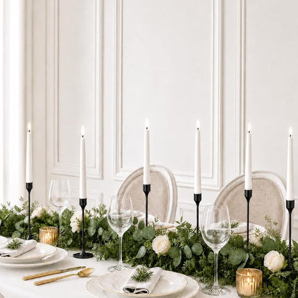 Matte Black Candle Holders for Taper Candles, Set of 6 Tall Metal Decorative Candlestick Holders for 3/4 inch Thick Candle,Table Mantel Centerpiece for Wedding, Dinning, Party, Anniversary