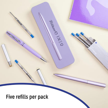Pelikan Ballpoint Pen Refills, Blue Ink, 337 Medium Point, Compatible with Pelikan Jazz Pen, Pack of 5