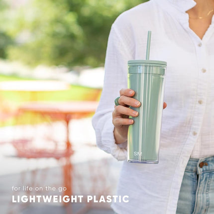 Simple Modern Plastic Tumbler with Lid and Straw | Reusable BPA Free Iced Coffee Cups Double Wall Smoothie Cup | Gifts for Women Men Him Her | Classic Collection | 24oz | Winter White