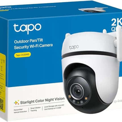 Tapo 2K 4MP Pan/Tilt Outdoor Wired Wi-Fi Security Camera, C520WS
