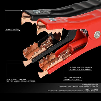DNA Motoring BBC-T3 Cable de Arranque Reforzado de 4.88m y Calibre 6, 400 Amperios
