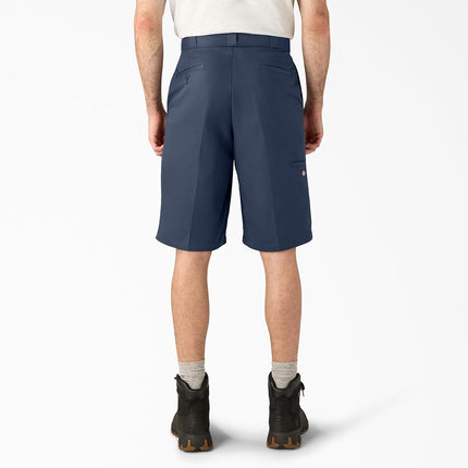Pantalones cortos de trabajo Dickies para hombre, corte holgado, parte delantera plana, azul marino, 33 normal