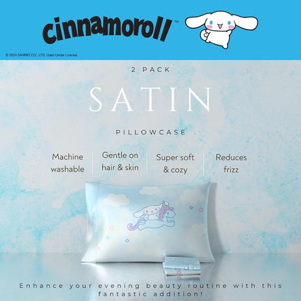 Cinnamoroll Beauty Silky Satin Standard 2 Pack Reversible Pillowcase Cover 20x30 for Hair and Skin, (Officially Licensed Product) by Franco Collectibles