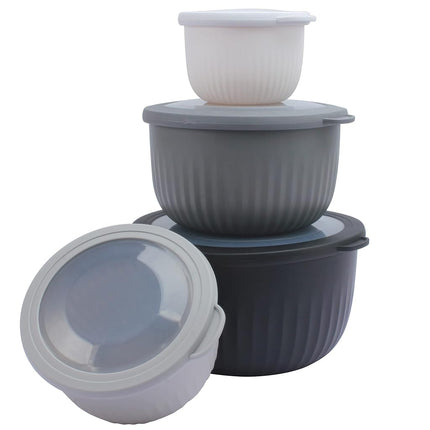 COOK WITH COLOR Prep Bowls with Lids- 8 Piece Nesting Plastic Small Mixing Bowl Set with Lids (Black Ombre)