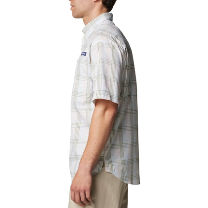 Columbia Men's Super Tamiami Short Sleeve Shirt, Smokey Sage All Over Gingham, X-Large