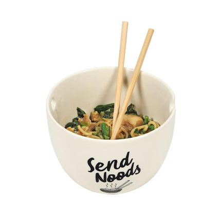 Enesco Our Name is Mud Send Noodles Soup Ramen Bowl and Chopsticks, 3.875 Inch, White