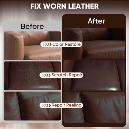 Leather Recoloring Balm 10 OZ Medium Brown for Car Seats, Couch & Furniture
