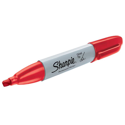 Pack 12 Sharpie Chisel Tip permanent marker pens - RED