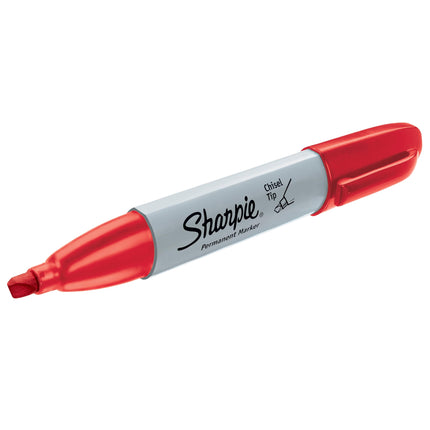 Paquete de 12 rotuladores permanentes Sharpie con punta biselada - ROJO