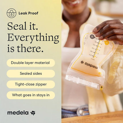 Medela Easy Pour Breastmilk Storage Bags | 100 Count 210ml | Disposable Leakproof Breast Milk Bags with Milk Protection | Recyclable & BPA Free