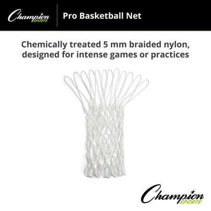 Champion Sports 5mm - 90gm - Basketball Net - Non-Whip Loops - Whiite