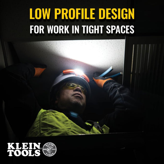 Klein Tools 80168 3-Pack Class C Vented Safety Helmet with Large Rechargeable Front Lamp and Lithium Ion Battery Pack of 3