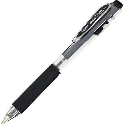 Bolígrafo de gel retráctil Pentel, punta media de 0,7 mm, paquete de 12, negro (K437BPS12A)
