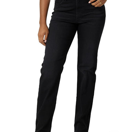 Wrangler Women's High Rise True Straight Fit Jean, Midnight Black, 4-32