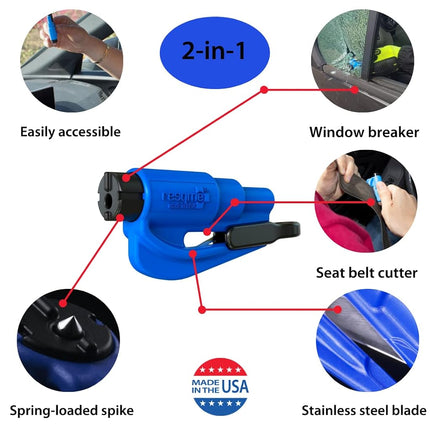 Resqme Family Pack of 12, The Original Emergency Keychain Car Escape Tool, 2-in-1 Seatbelt Cutter and Window Breaker, Made in USA, Black