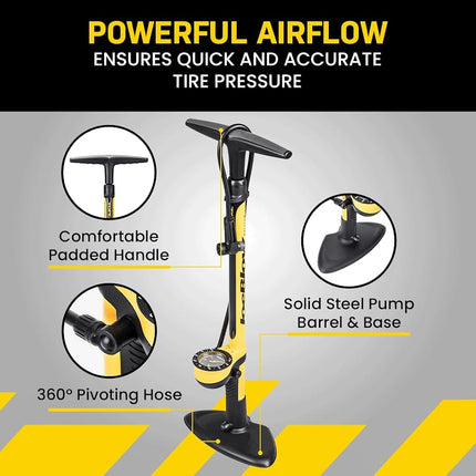 Topeak Joe Blow Sport III High Pressure Floor Pump,Yellow
