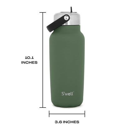 S'well - Recycled Stainless Steel Explorer with Flip Straw Lid, Triple Layered Vacuum Insulated Containers Keeps Drinks Cold for 42 Hours and Hot for 10 (32 oz, Green Jasper)